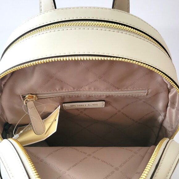 Michael Kors Jaycee Medium Zip Pocket Backpack Light Cream Leather - Picture 7 of 8